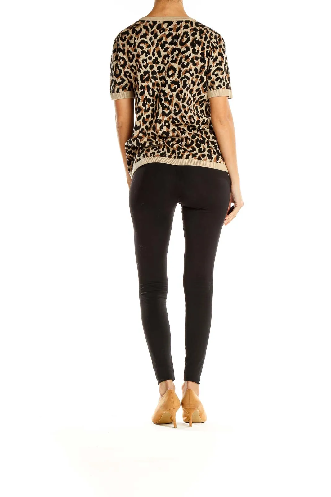 Brown Woven Animal Print Chic Top