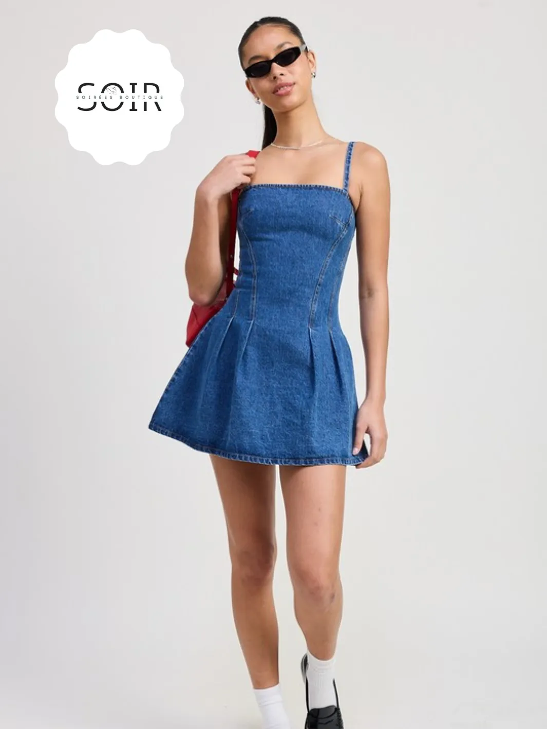 Indigo Muse Pleated Mini Denim Dress