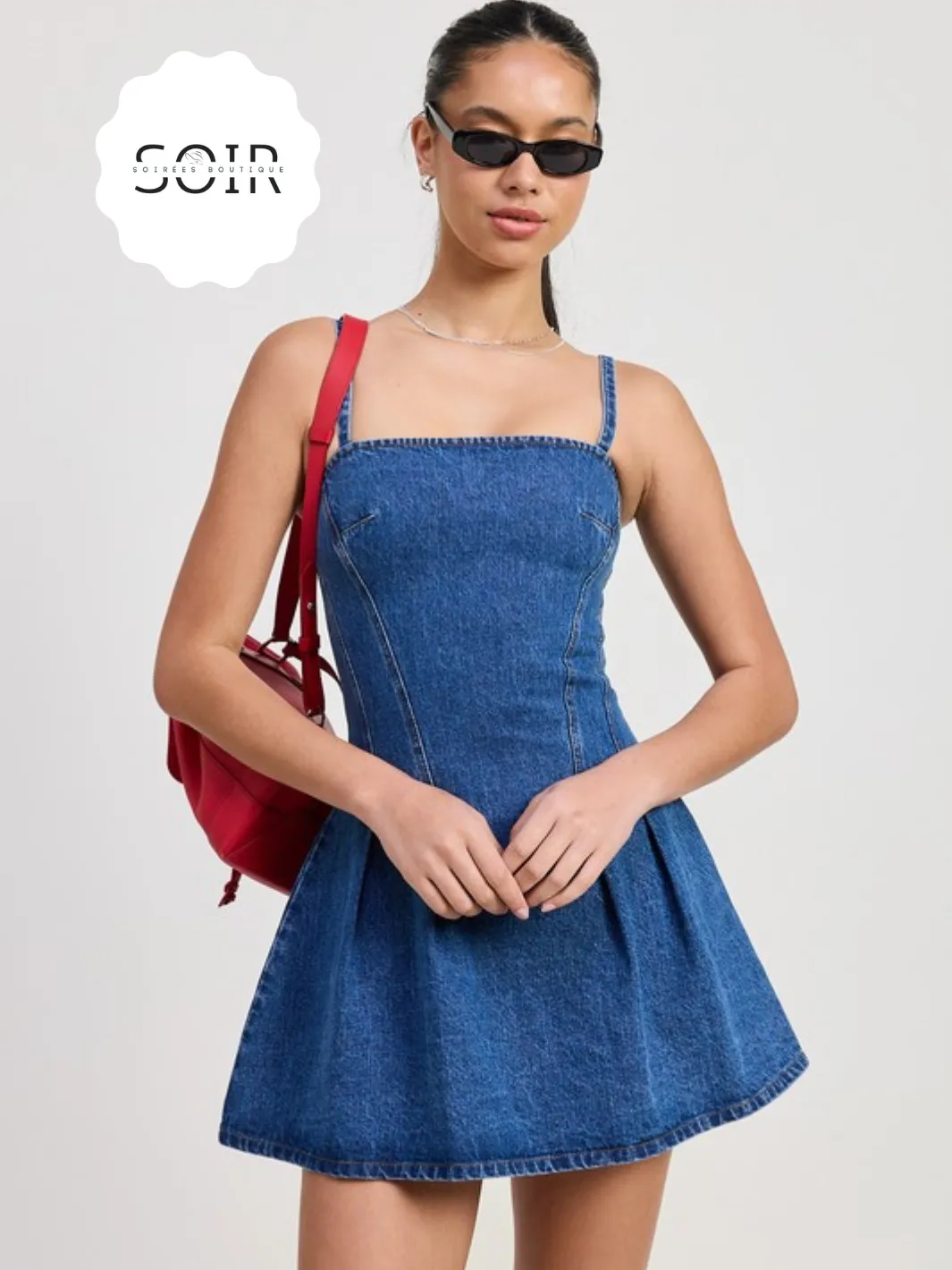 Indigo Muse Pleated Mini Denim Dress