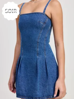 Indigo Muse Pleated Mini Denim Dress