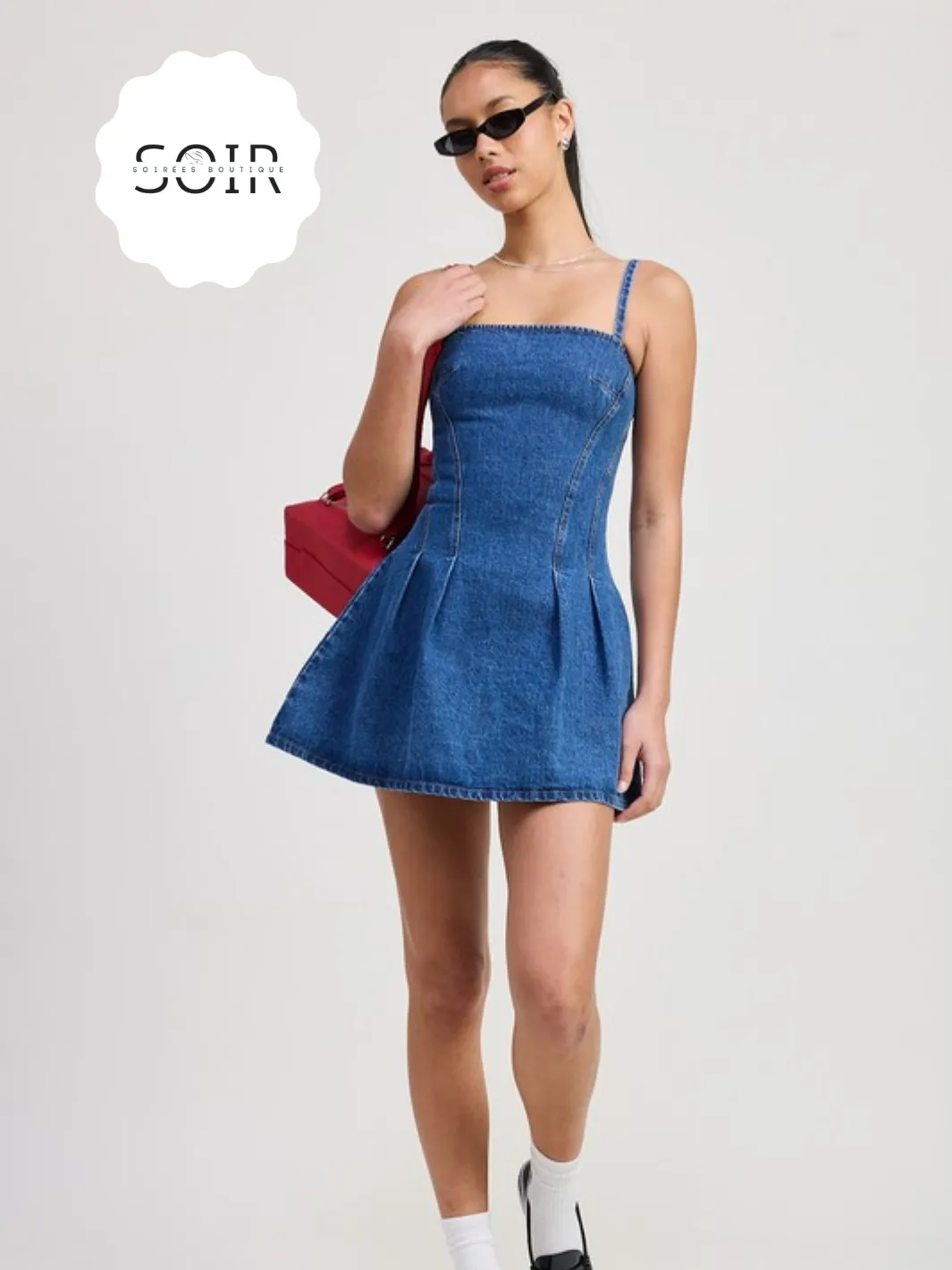 Indigo Muse Pleated Mini Denim Dress