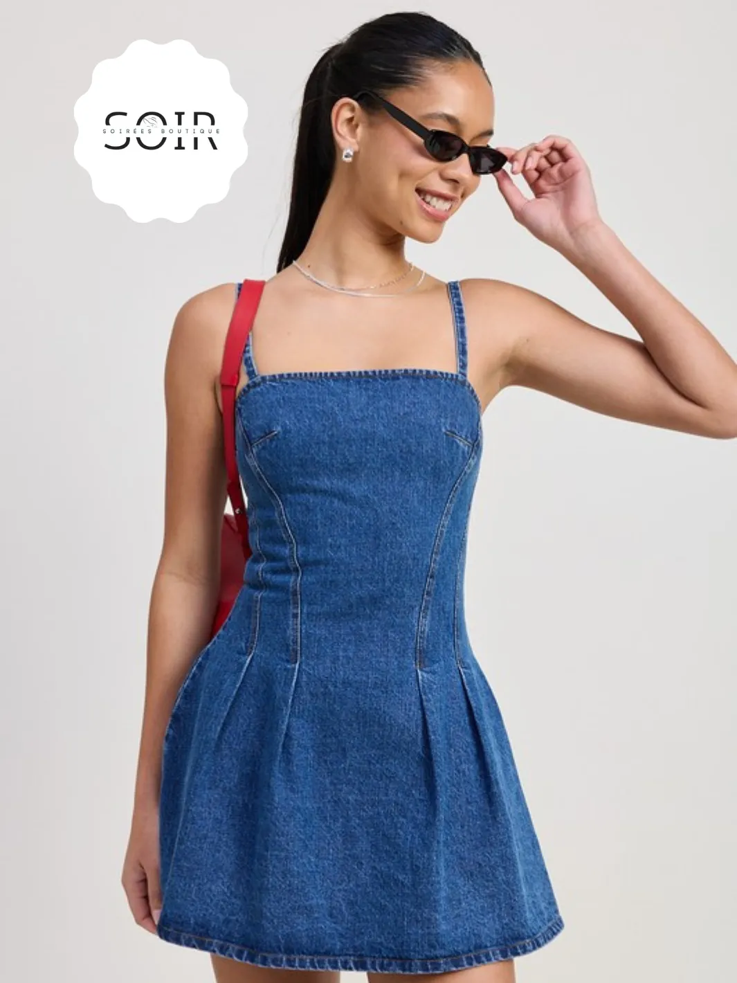 Indigo Muse Pleated Mini Denim Dress