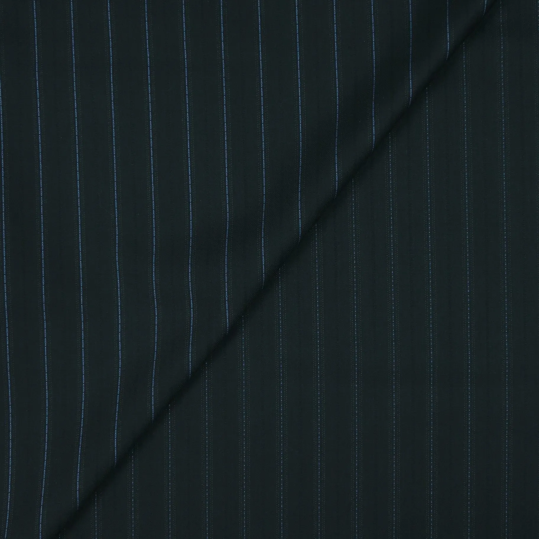 Navy with Light Blue Stripes Worsted Wool Suiting Fabric
