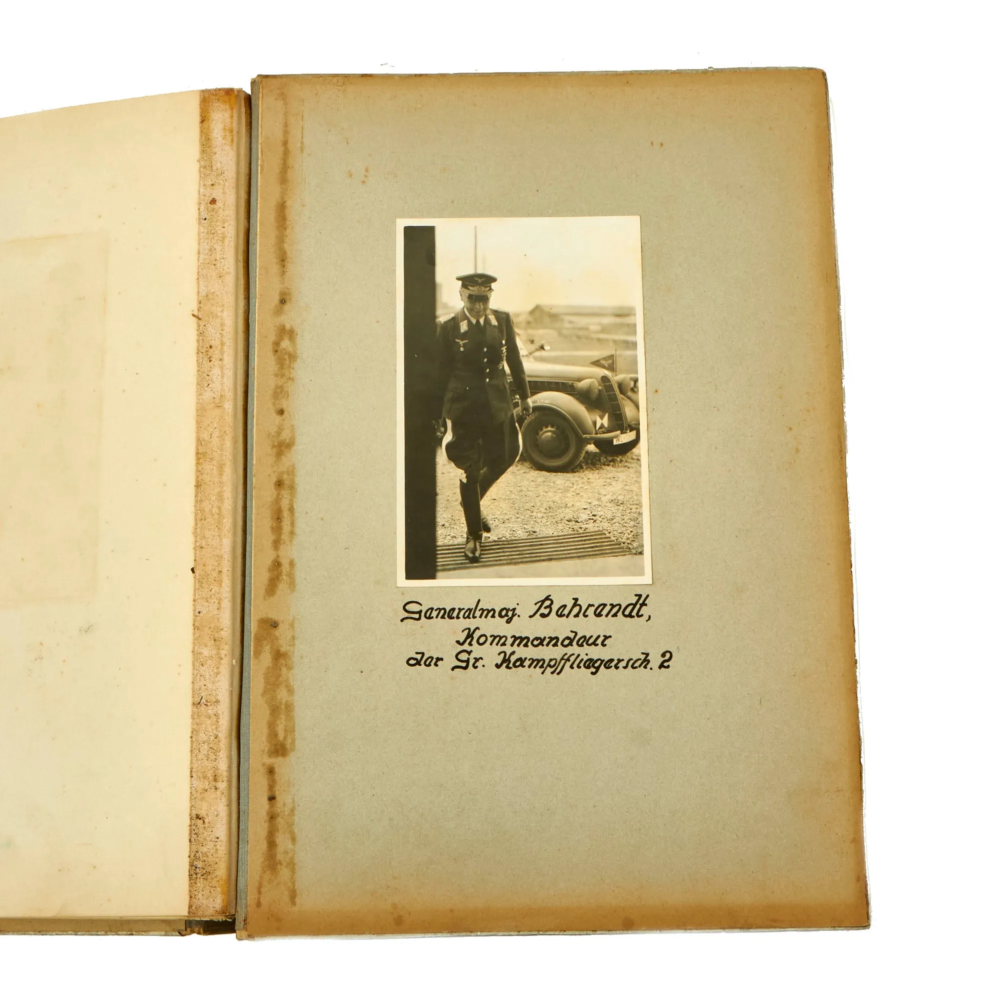 Original German WWII Luftwaffe Metal Reinforced Personal Photo Album with Captions, Dates & Drawings - 160 Pictures