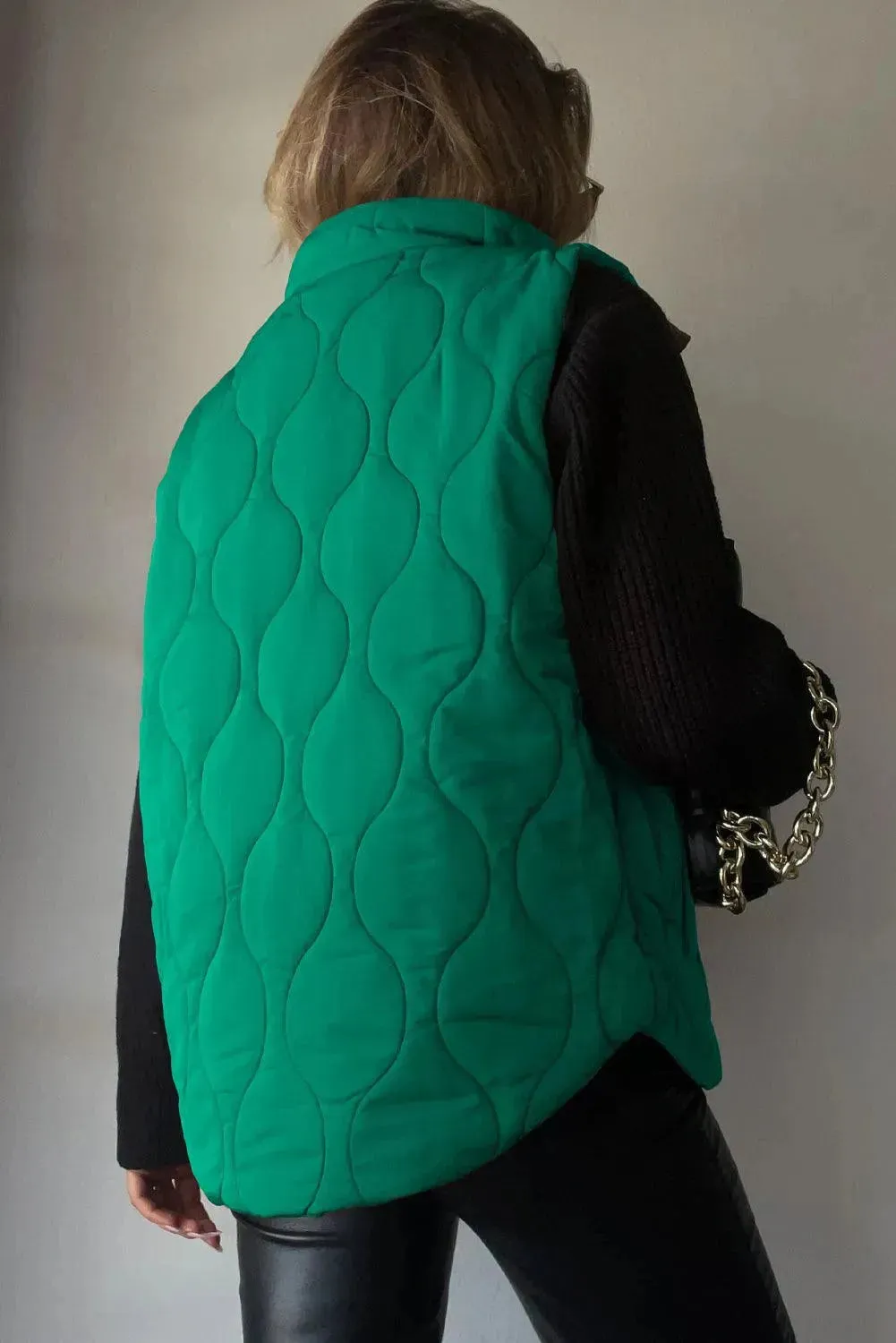 Pocketed Collared Vest with Opaque Design