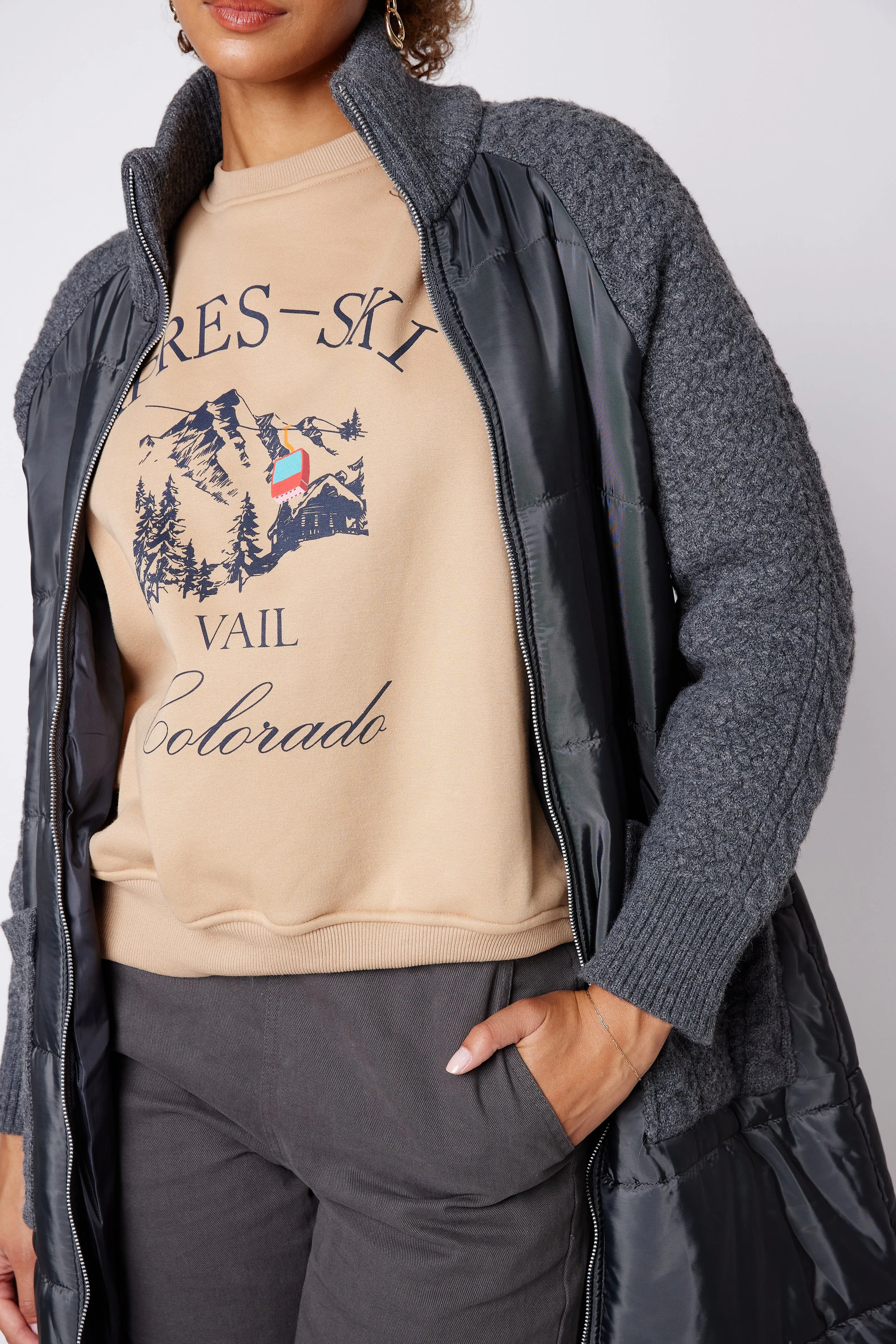 SALE - Bruce Puffer Knit Mixed Media Coat