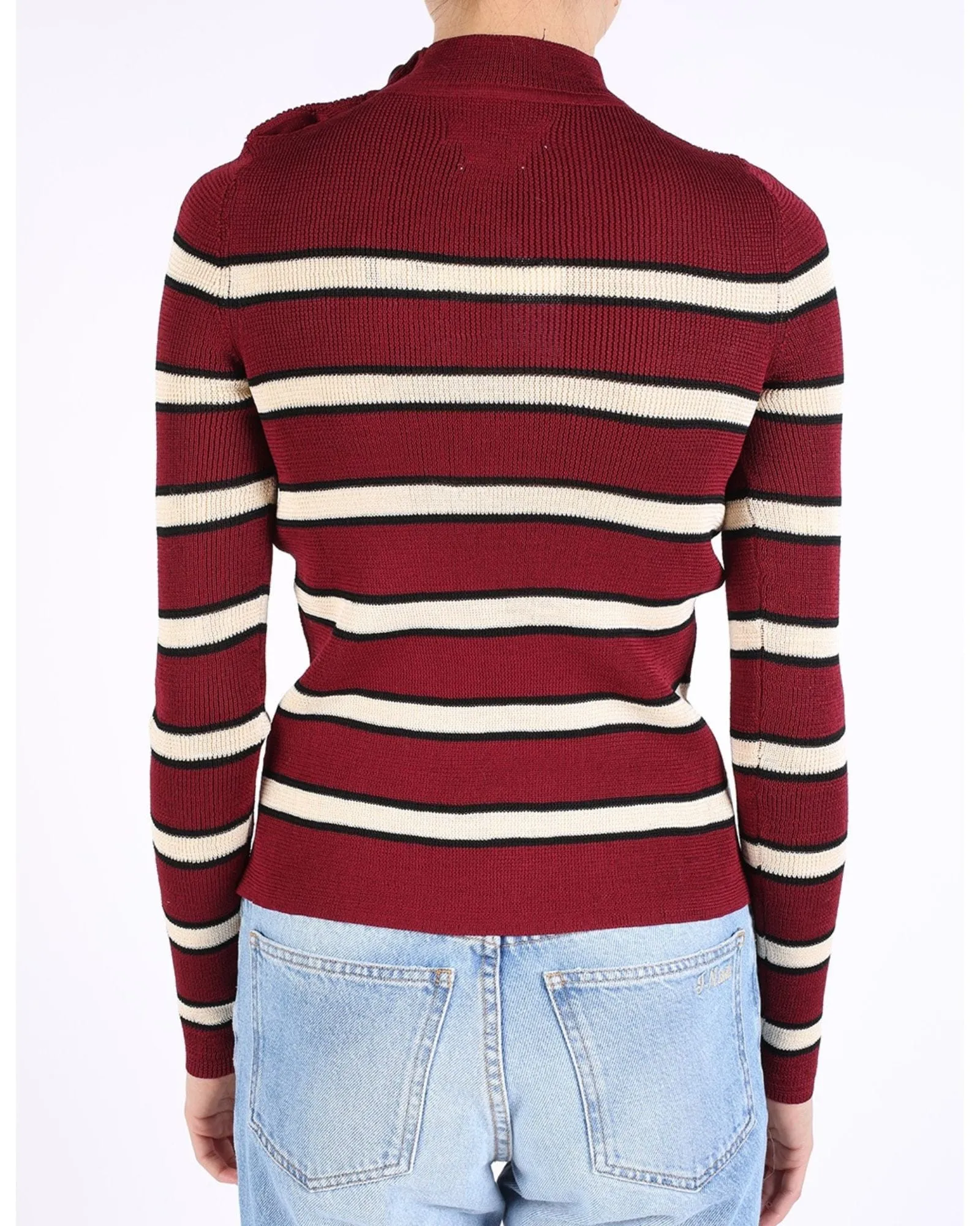 Striped Mock Neck Pullover Sweater