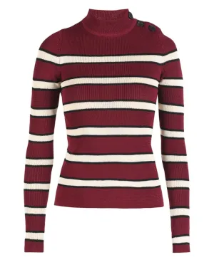 Striped Mock Neck Pullover Sweater