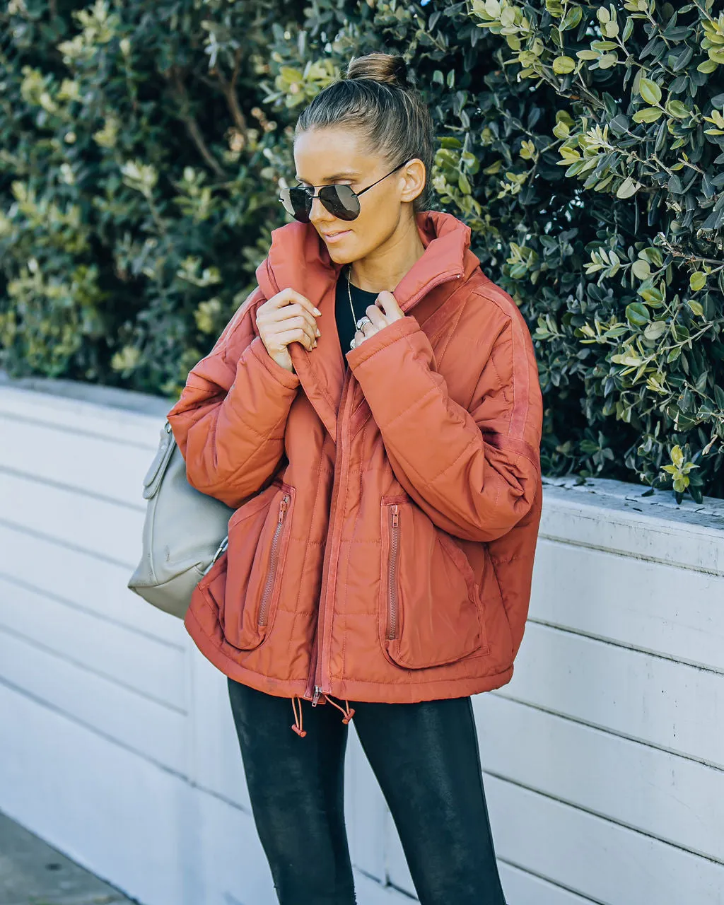 TastyHottie - Cassian Pocketed Quilted Puffer Jacket - Ginger