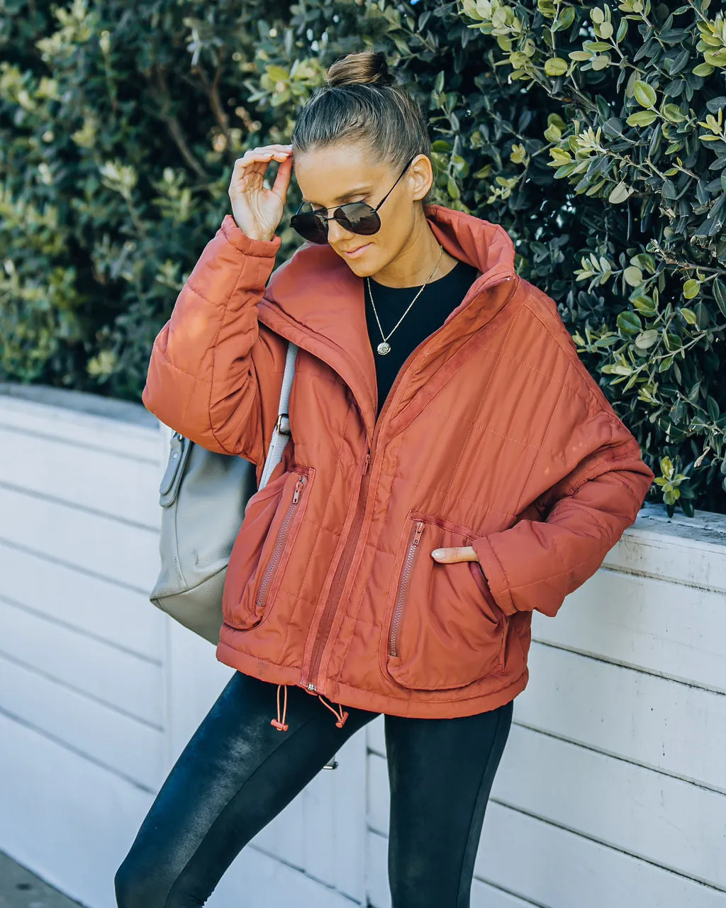 TastyHottie - Cassian Pocketed Quilted Puffer Jacket - Ginger